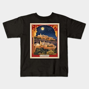 Alhambra de Pamplona Starry Night Spain Travel Tourism Retro Vintage Kids T-Shirt